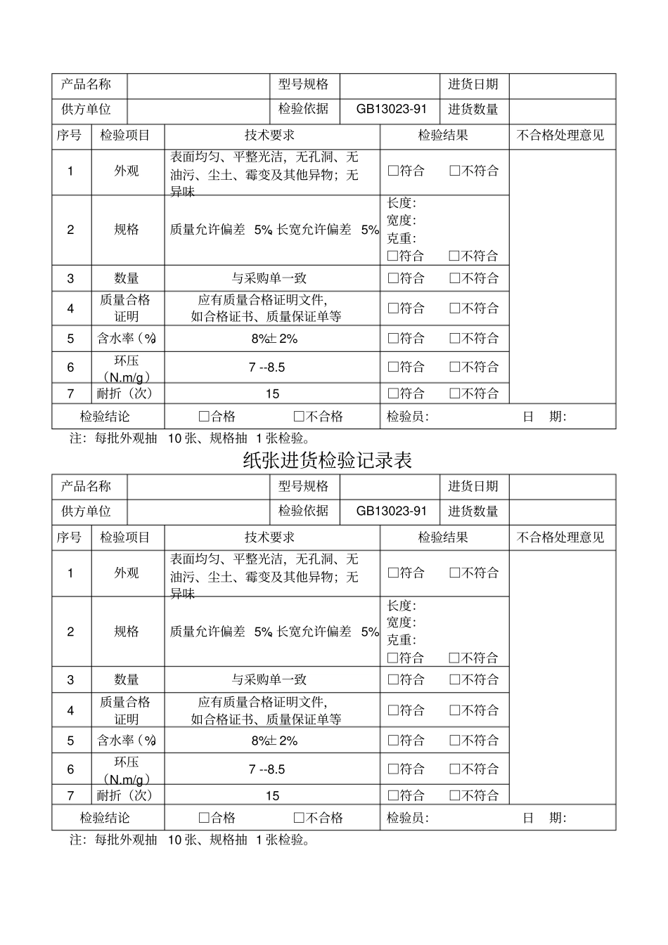 进货检验记录表_第1页