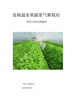 连栋温室果蔬菜气雾栽培的可行性研究报告