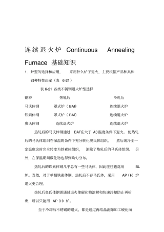 连续退火炉基础知识