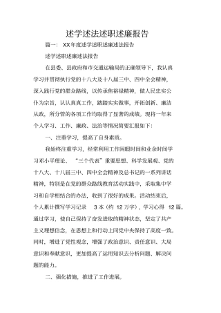 述学述法述职述廉报告