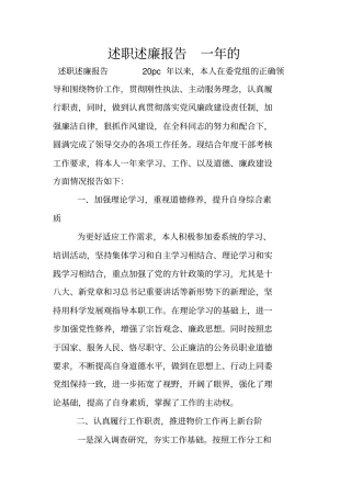 述职述廉报告一年的