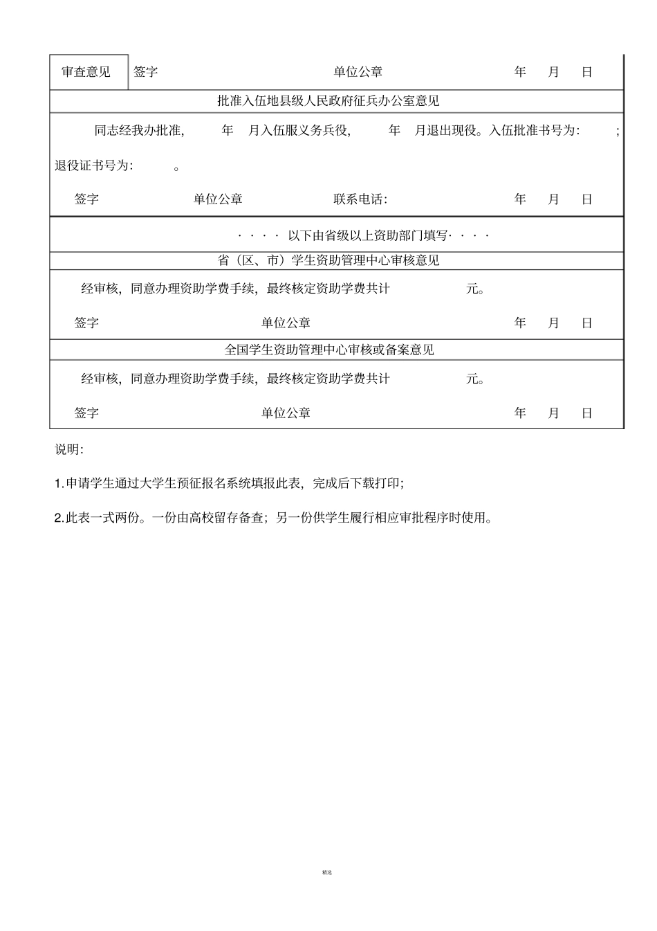 退役士兵复学学费资助申请表_第2页