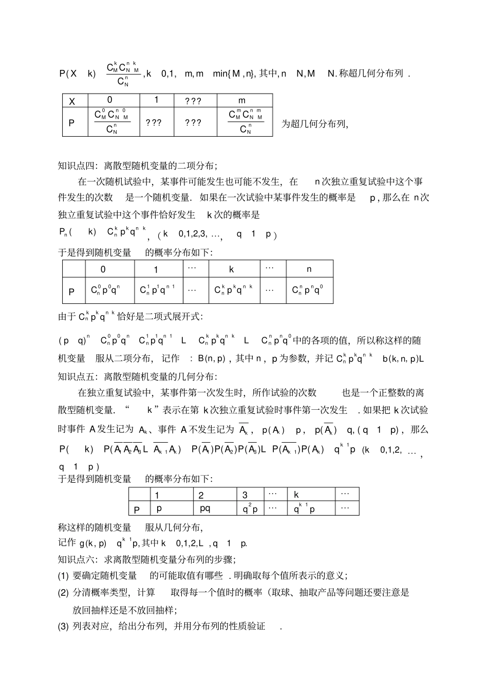 选修3离散型随机变量及其分布知识点,推荐文档_第2页