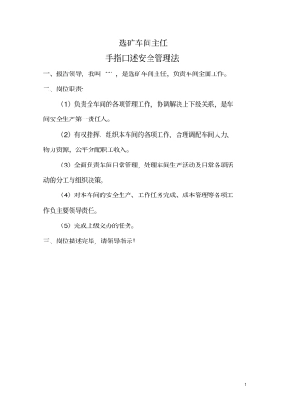 选矿车间手指口述汇总