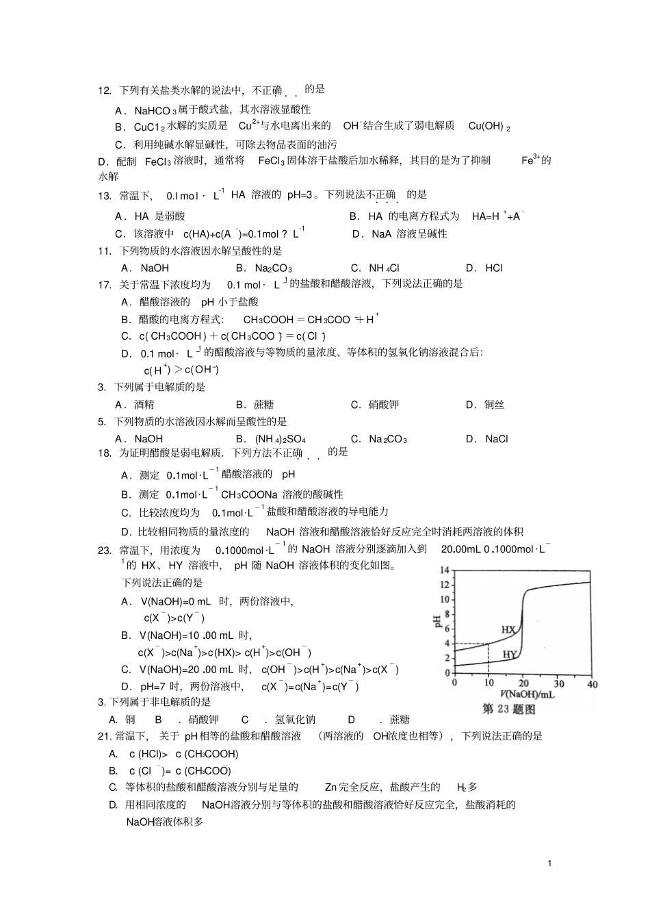 选考资料电离平衡_第1页