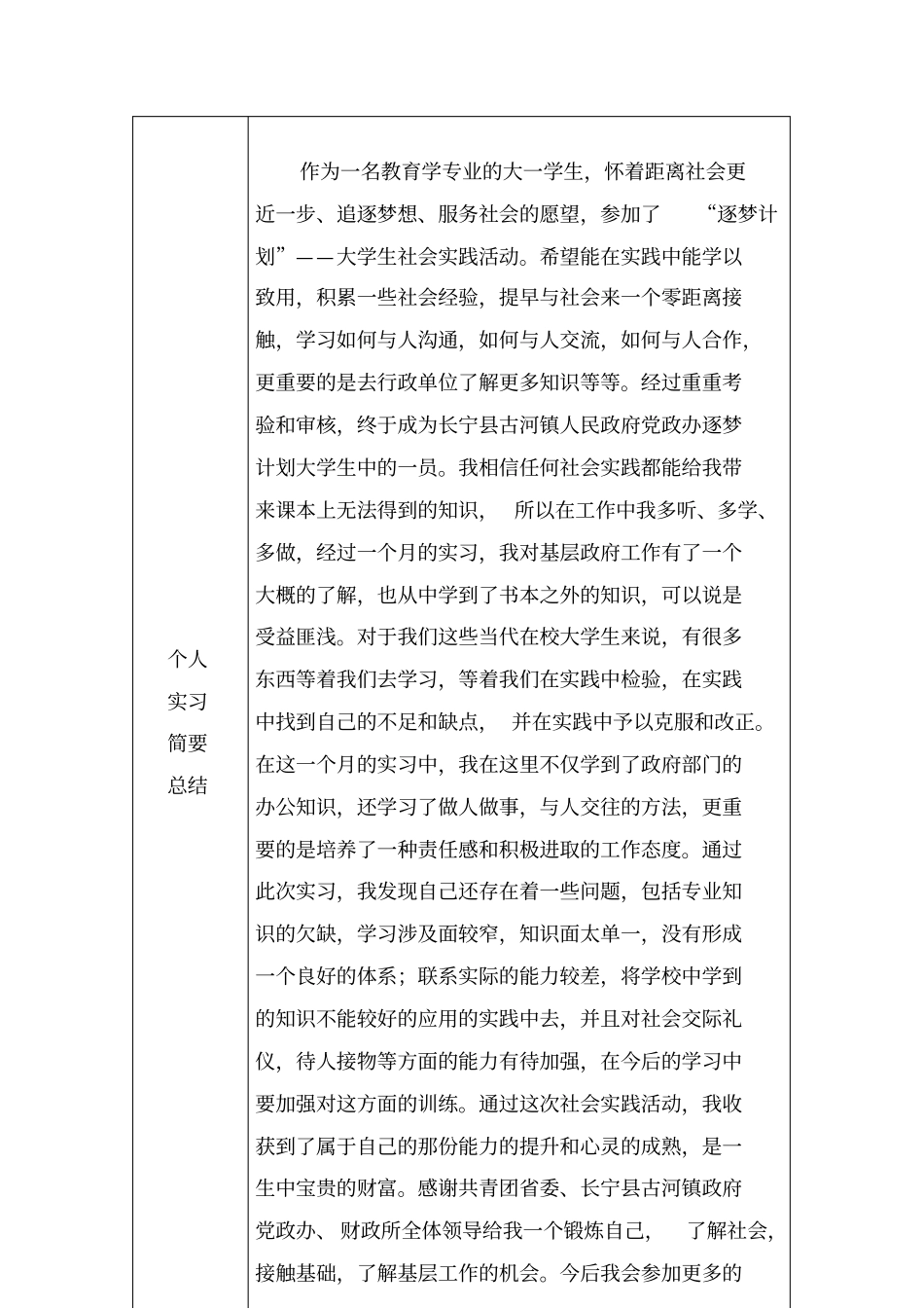 逐梦计划社会实践活动鉴定表_第2页