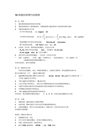 通信原理复习提纲2012