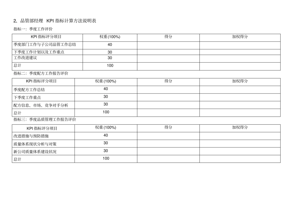 通威集团品管部绩效考核指标体系表_第3页