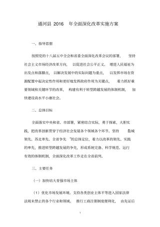 通河2016年全面深化改革实施方案讲解