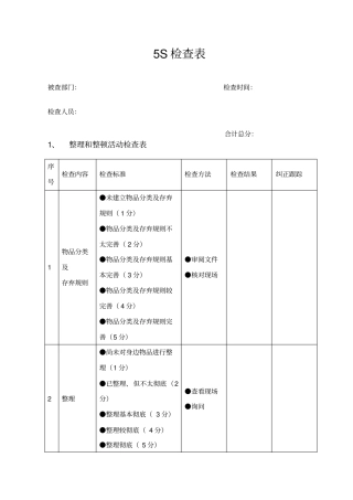 通用5S检查表