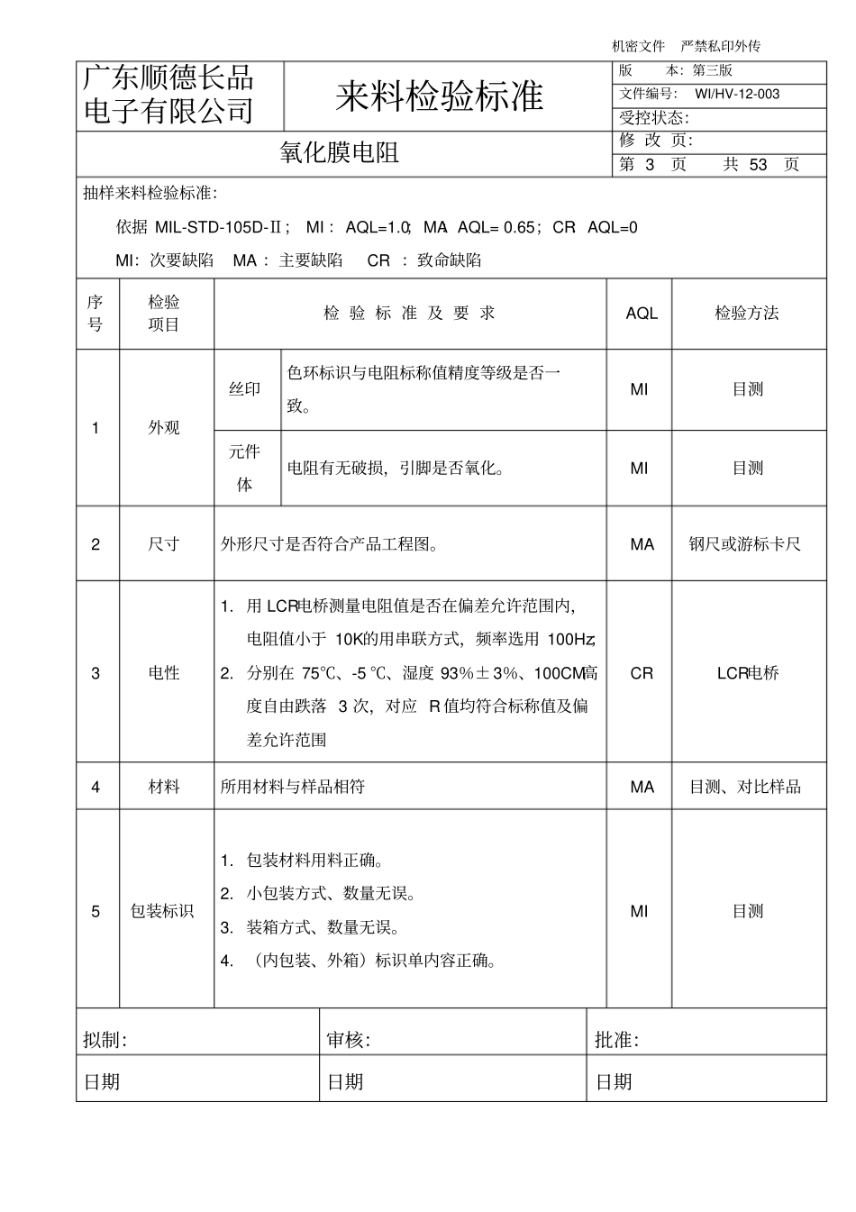 通用来料检验标准2014版4汇总_第3页