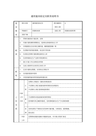 通用量具检定员职务说明书