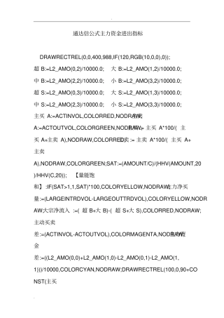 通达信公式主力资金进出指标