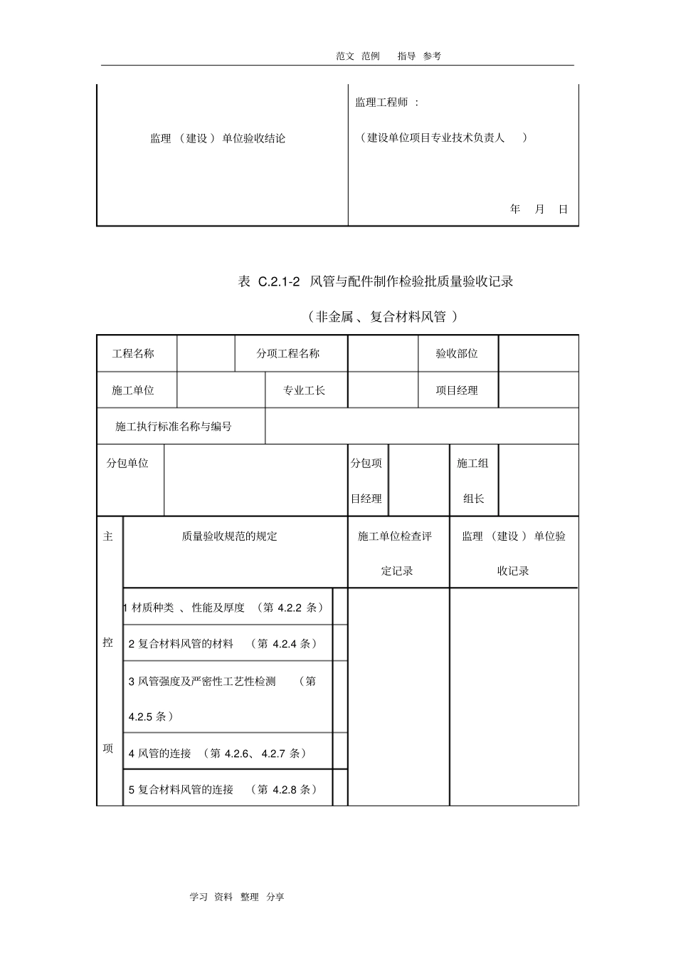 通风及空调工程施工质量验收规范GB50243_2016验收表格_第3页