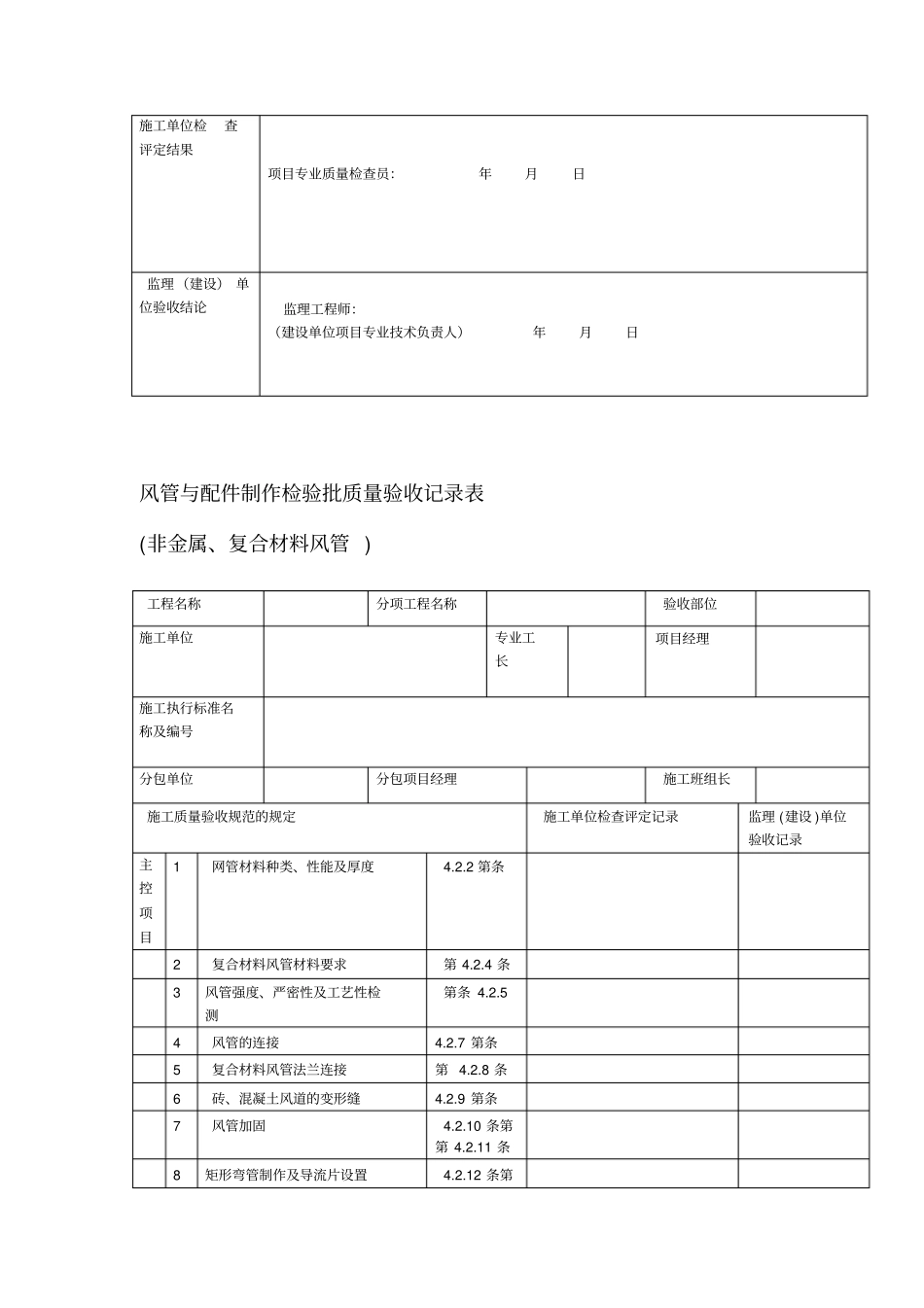 通风及空调工程检验批质量验收记录表_第2页