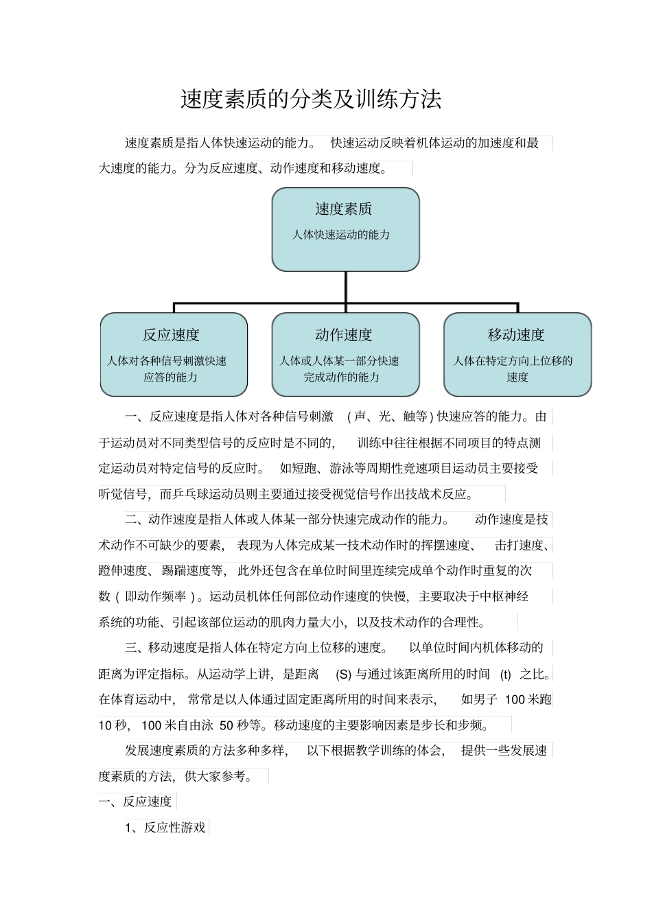 速度素质的分类训练方法_第1页