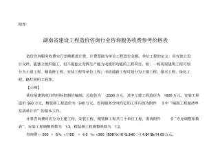 造价咨询行业咨询服务收费参考价格表