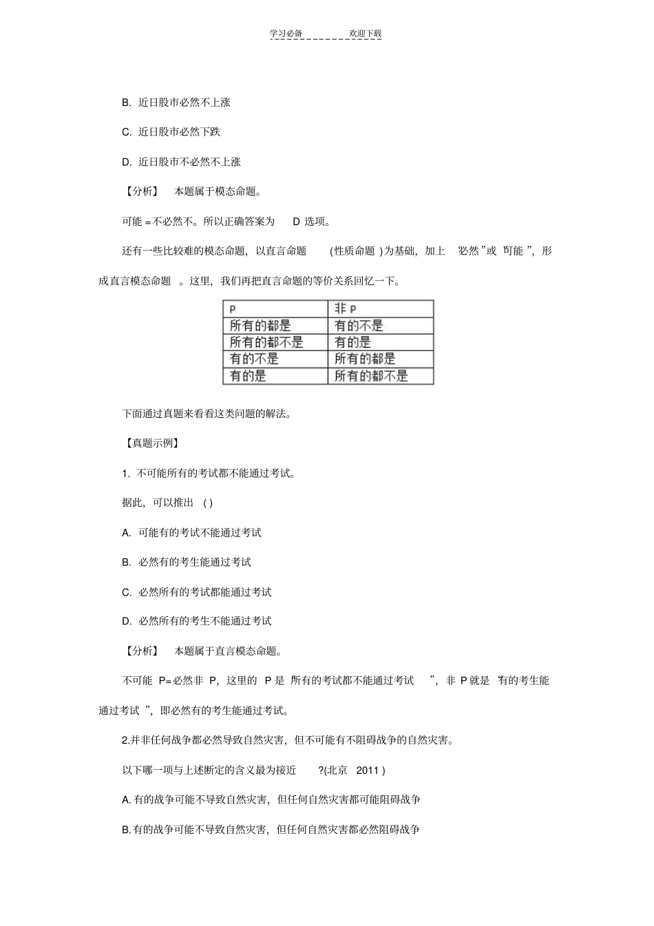 逻辑判断中的模态命题解题技巧_第2页