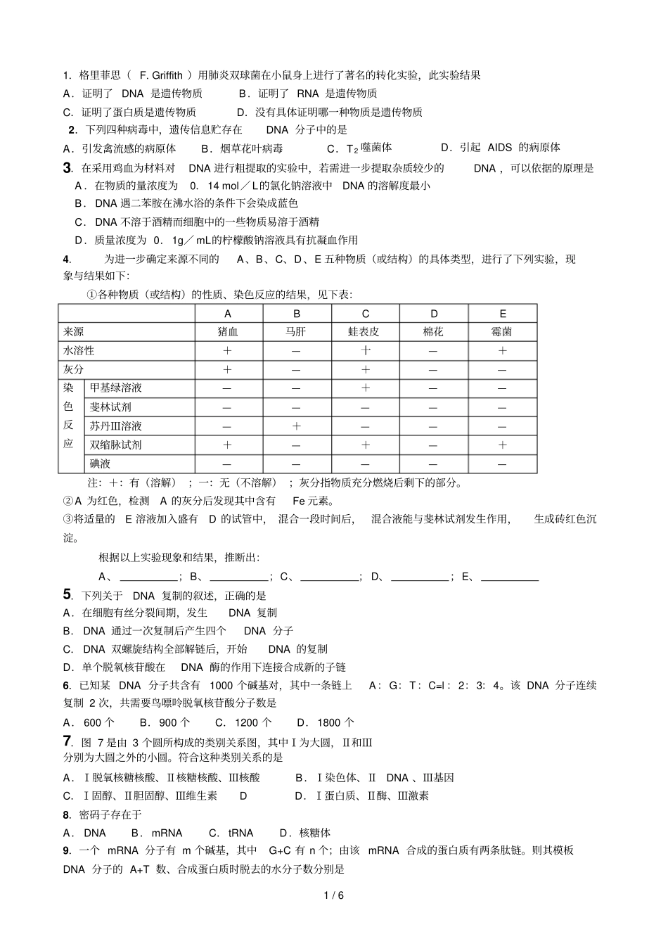 遗传和变异高考练习_第1页