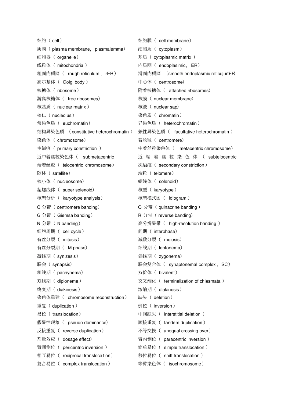 遗传学中英文术语对照_第2页
