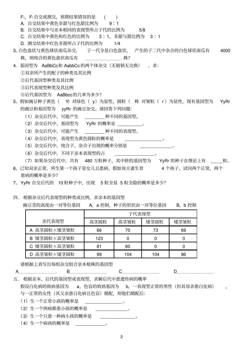 遗传规律题型归纳总复习_第2页