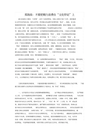 郑海泉：不要把精力浪费在文化悖论上