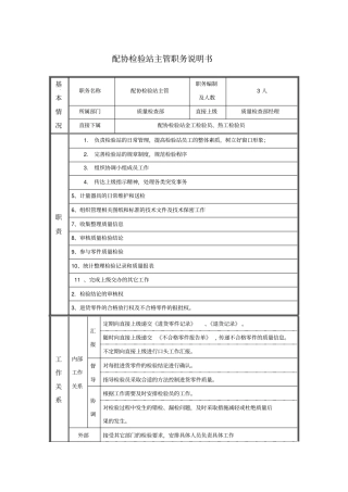 配协检验站主管职务说明书