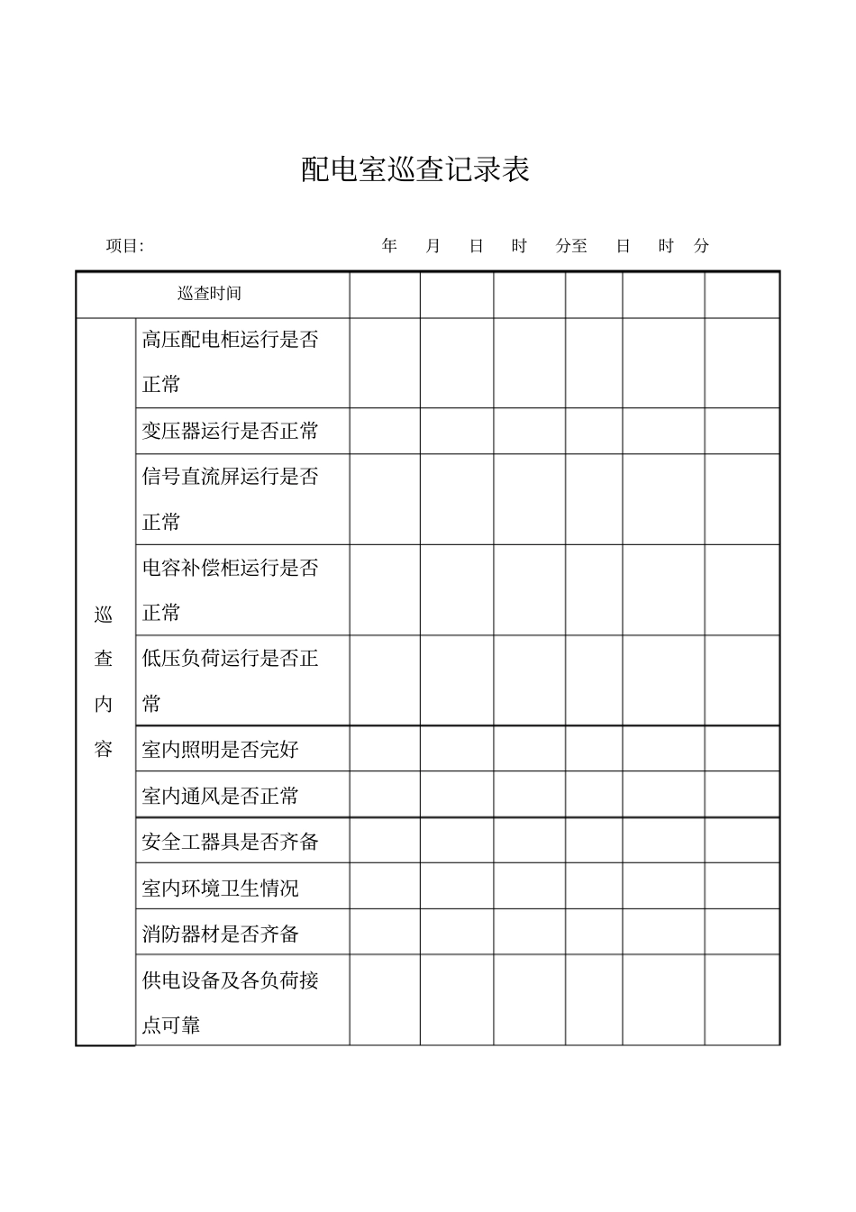 配电室巡查记录表_第1页