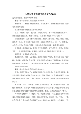 小学生欢庆圣诞节的作文500字
