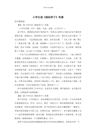 小学生读《骆驼祥子》有感