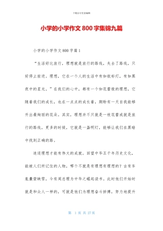 小学的小学作文800字集锦九篇