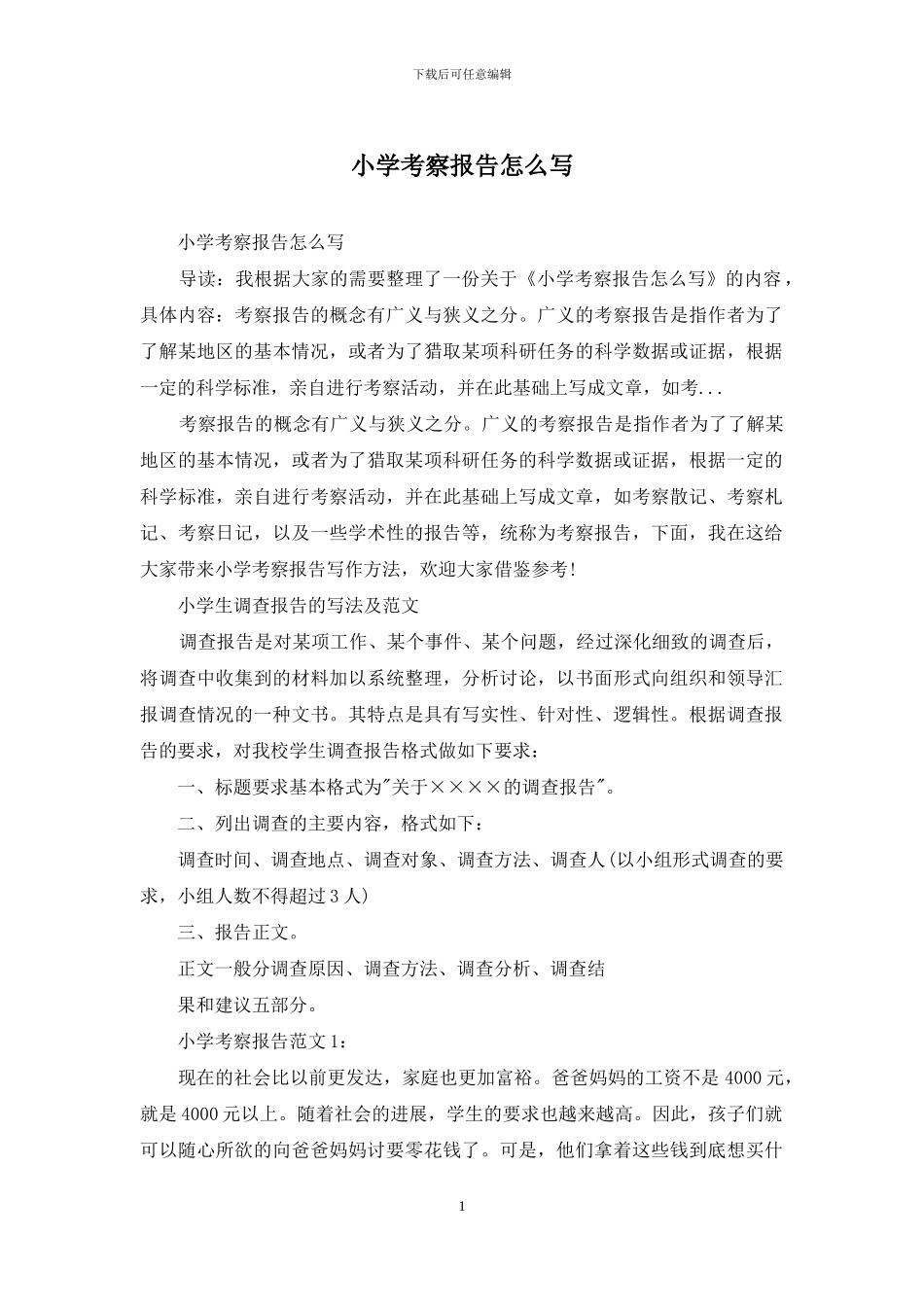 小学考察报告怎么写_第1页