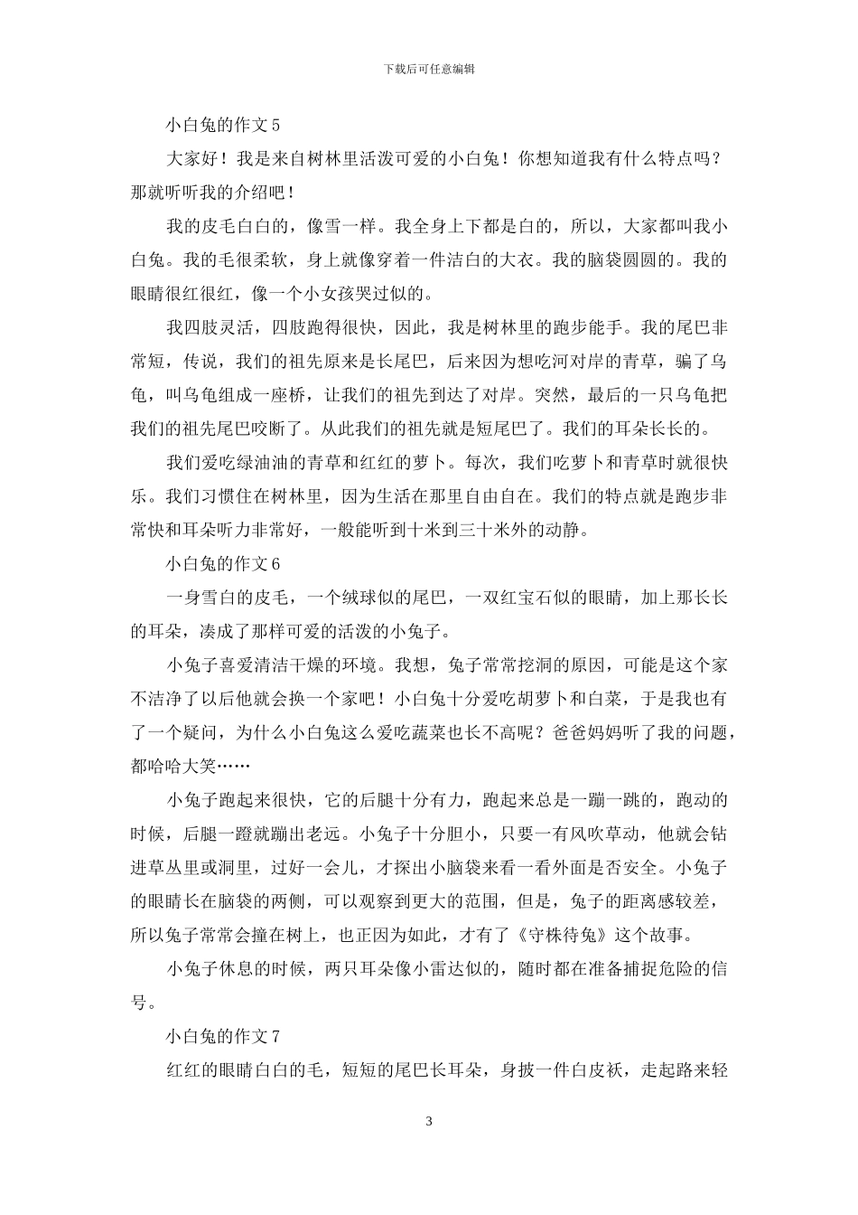 小白兔的作文15篇_第3页