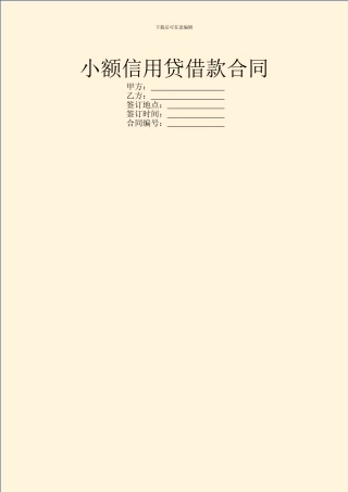 小额信用贷借款合同
