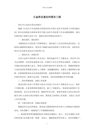 小金库自查自纠报告三则