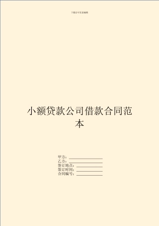 小额贷款公司借款合同范本