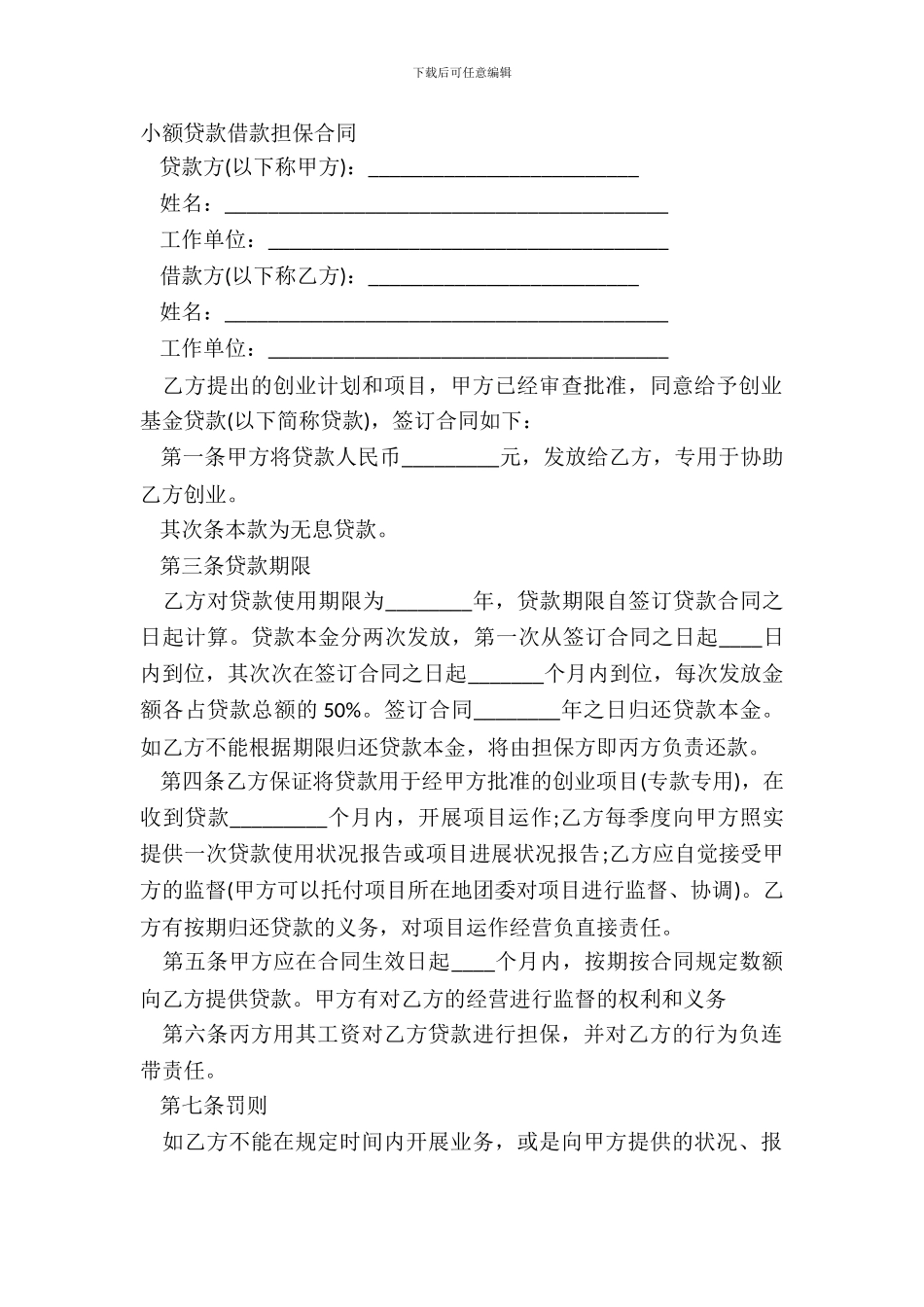 小额贷款借款担保合同_第2页