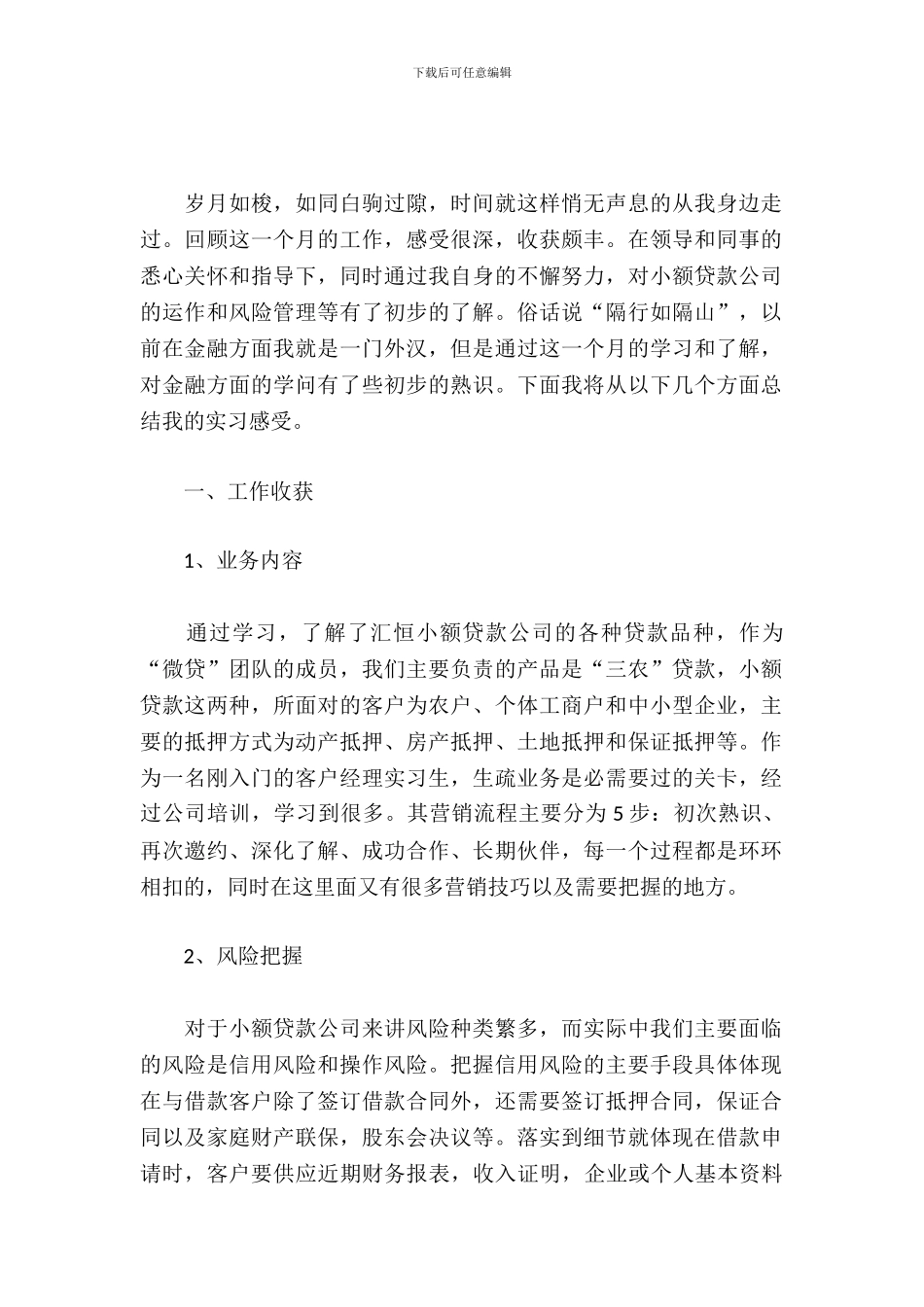 小额贷款公司实习报告_第2页