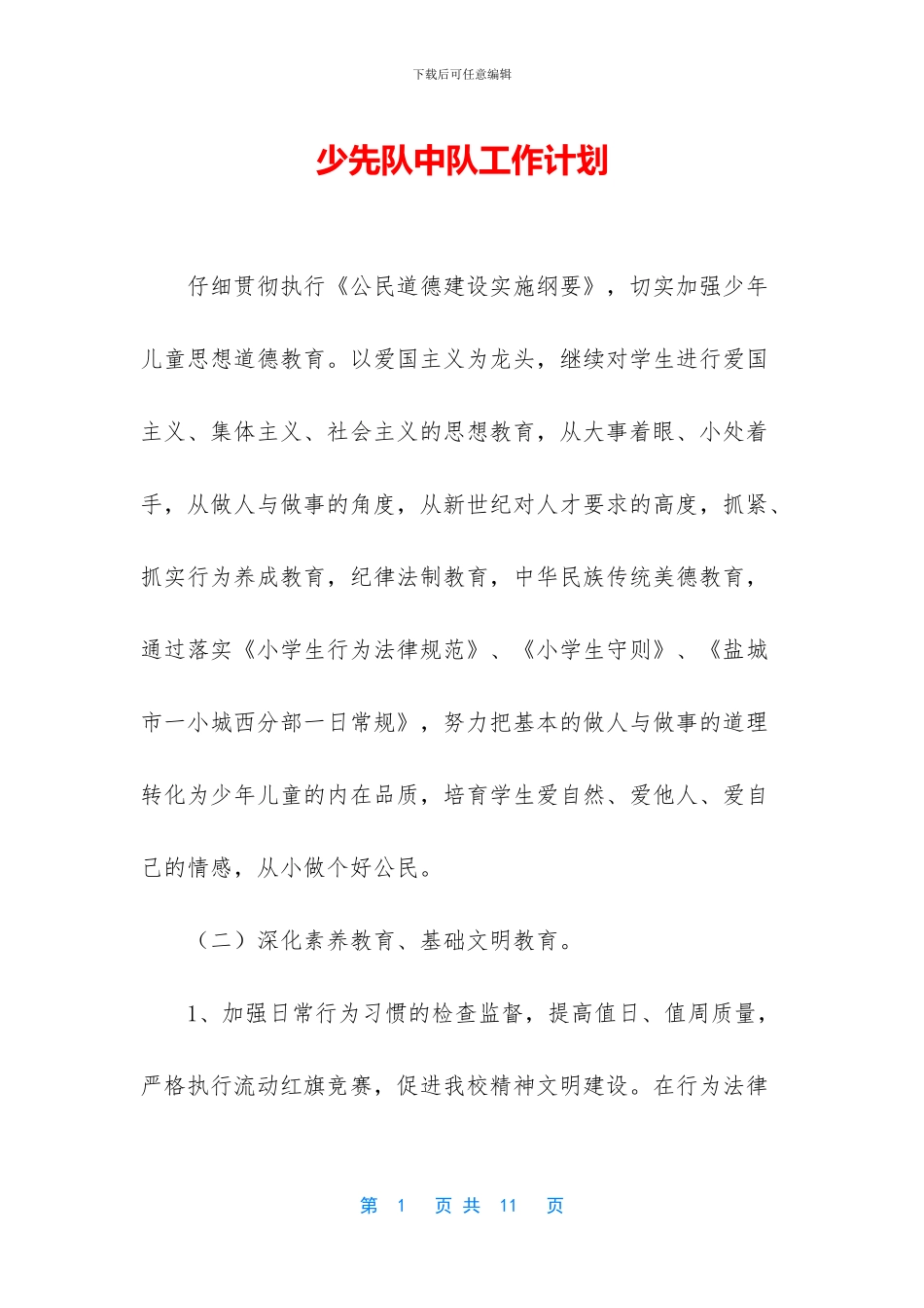 少先队中队工作计划_第1页