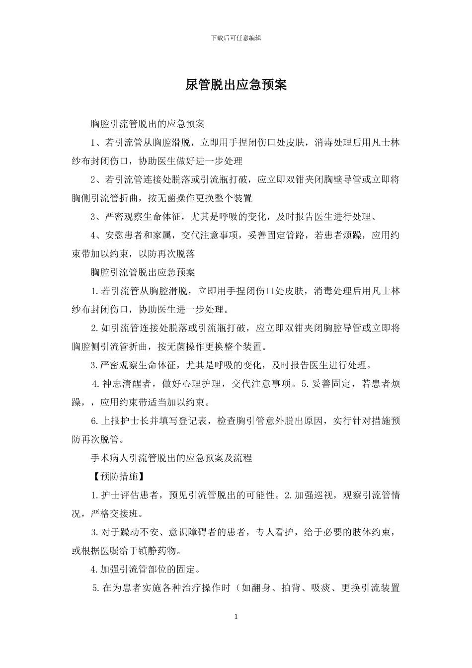 尿管脱出应急预案_第1页