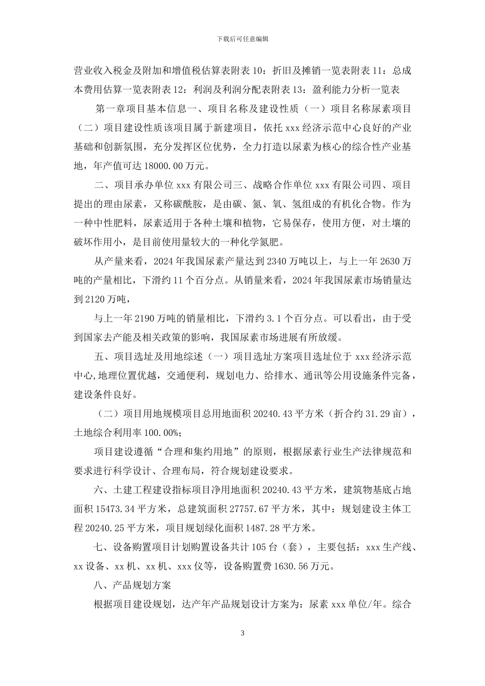 尿素项目可行性计划_第3页