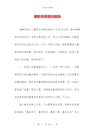 履职尽责情况报告