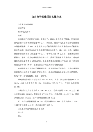 山东电子制造项目实施方案