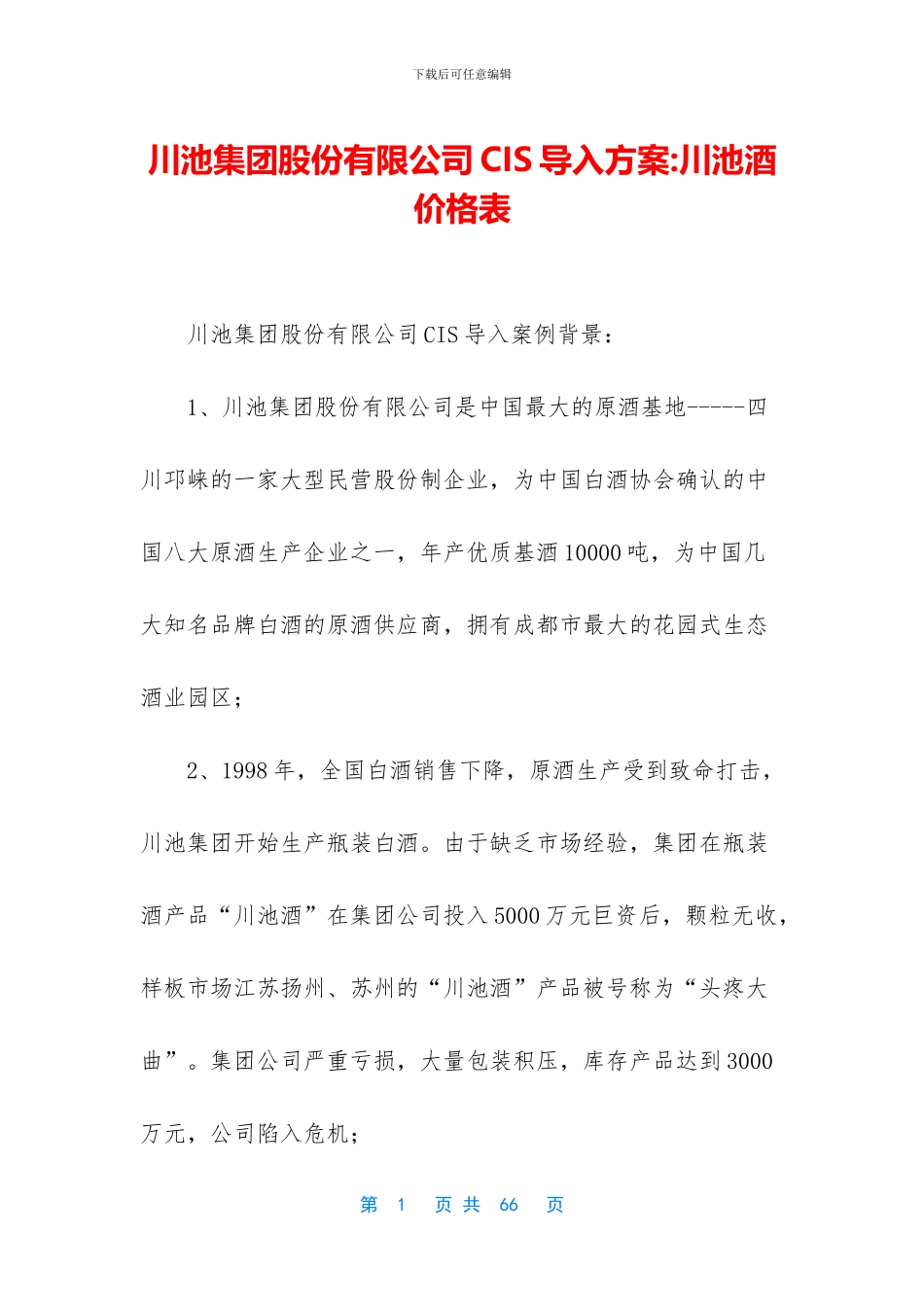 川池集团股份有限公司CIS导入方案_第1页