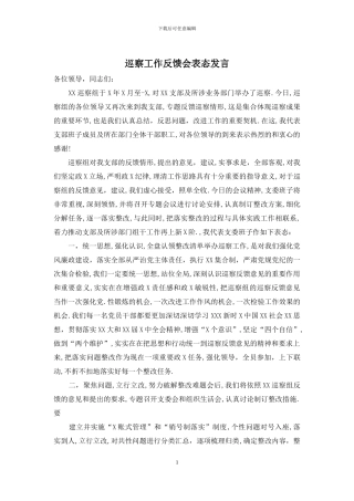 巡察工作反馈会表态发言