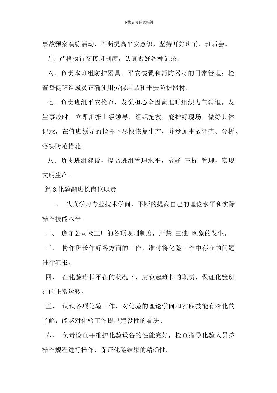 巡消班长安全工作岗位职责_第2页