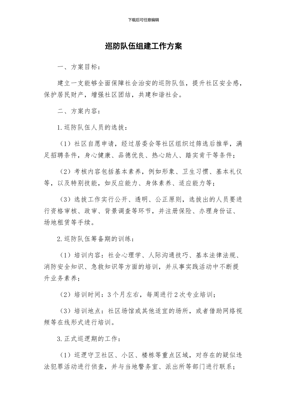 巡防队伍组建工作方案_第1页