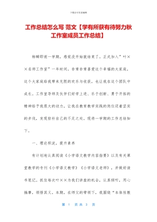 工作总结怎么写-范文