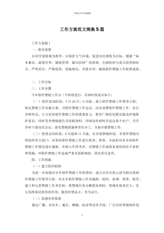工作方案范文锦集5篇