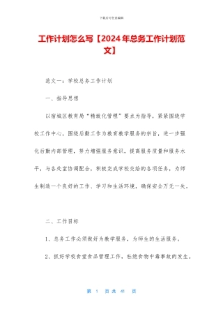 工作计划怎么写【2024年总务工作计划范文】